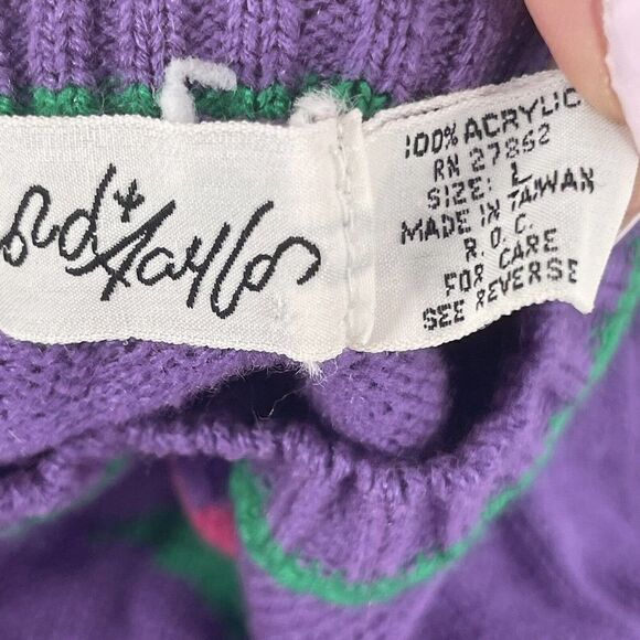 Lord & Taylor Vintage Sweater Girls Size Large Purple Tulip Knit 90s Preppy Cute - Picture 6 of 6